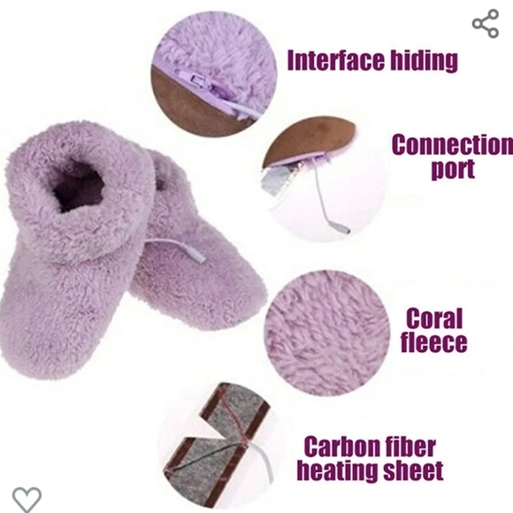 Winter USB Powered Plush Heating Slippers Size 9.5 - Picture 7 of 7
